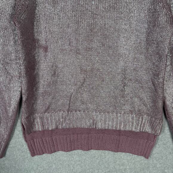 Bisou Sweater Womens Small Pink Silver Metallic Shimmery Painted Futuristic - Picture 3 of 9